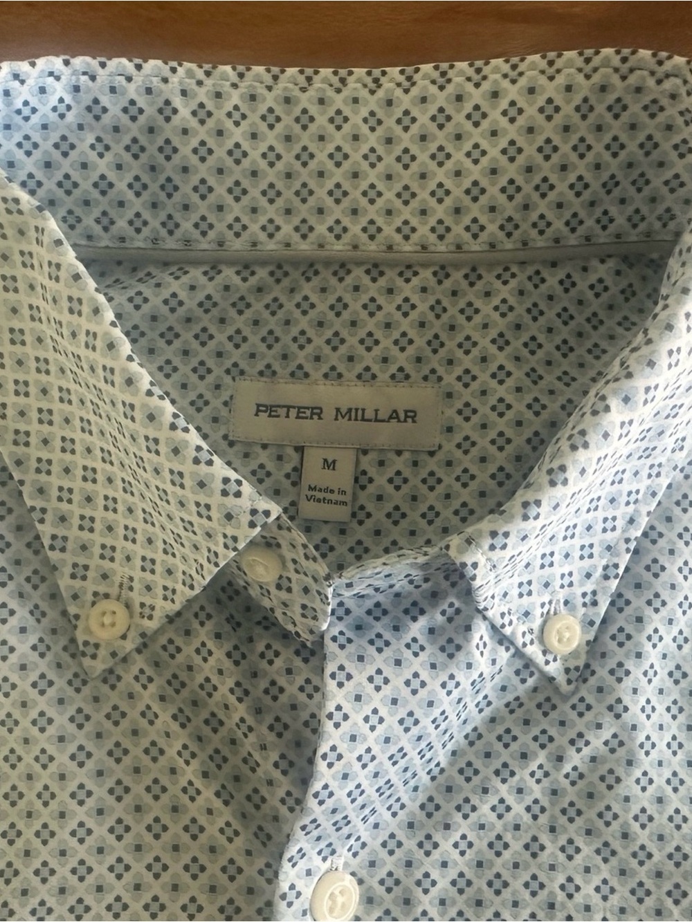 Peter Millar Men's Short Sleeve
Button Down Geometric Print Golf
Shirt | Size: M